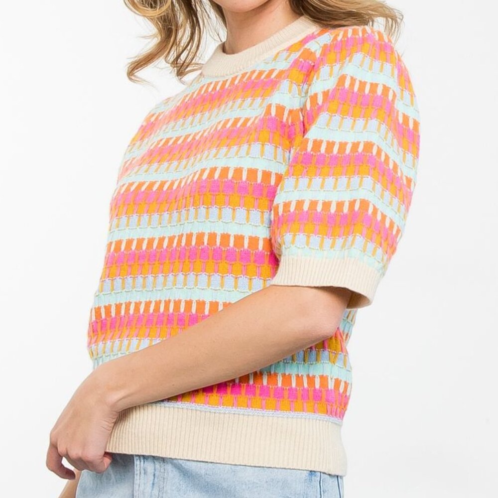 THML Colorful Rib Quarter Sleeve Sweater - Picture 5 of 7
